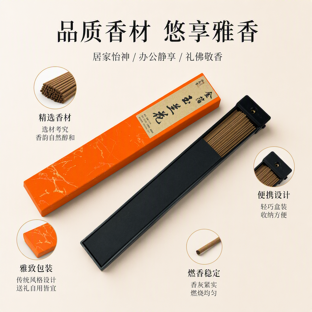 香薰线香橙色包装盒香氛熏香室内香薰用品香气持久家用香薰礼盒