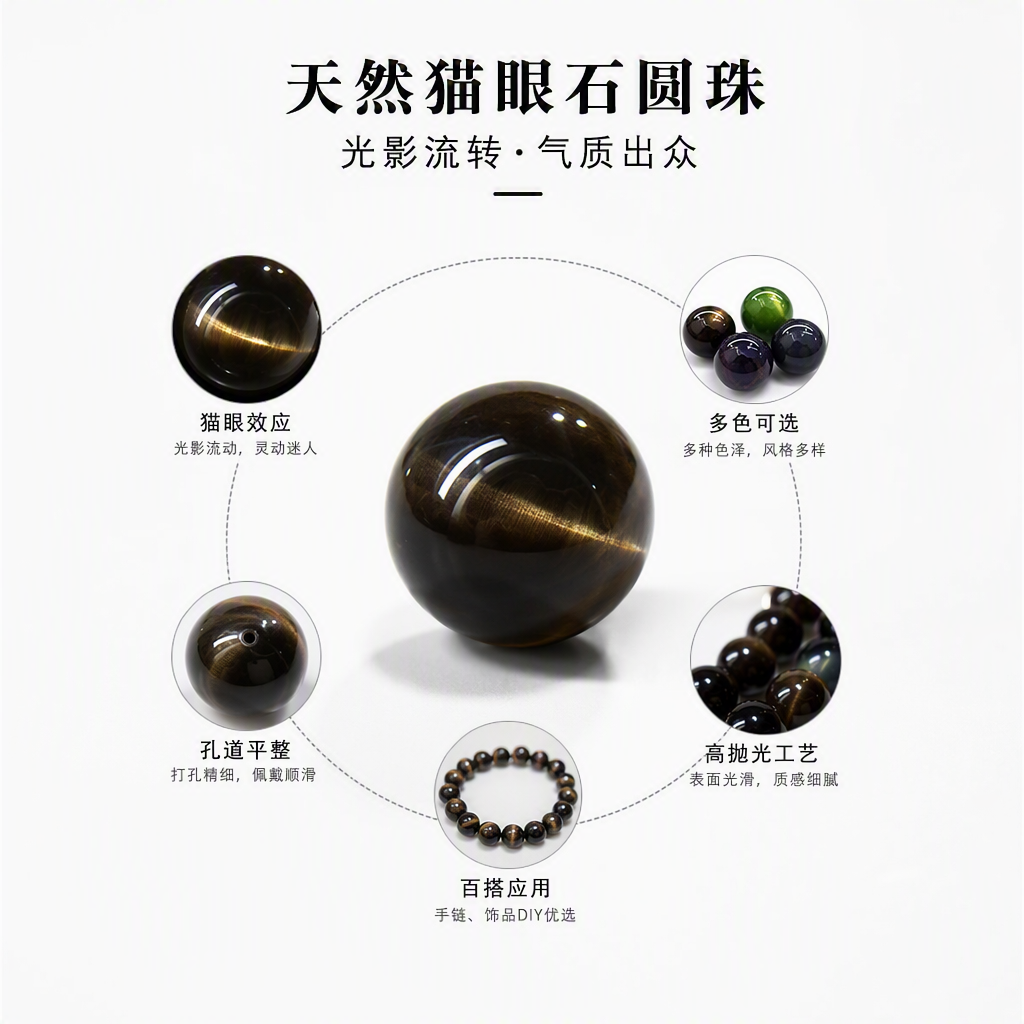 Colorful cat's eye stone fashionable buttons, handcrafted decorative clothing accessories, multi-color selection of high-quality buttons
