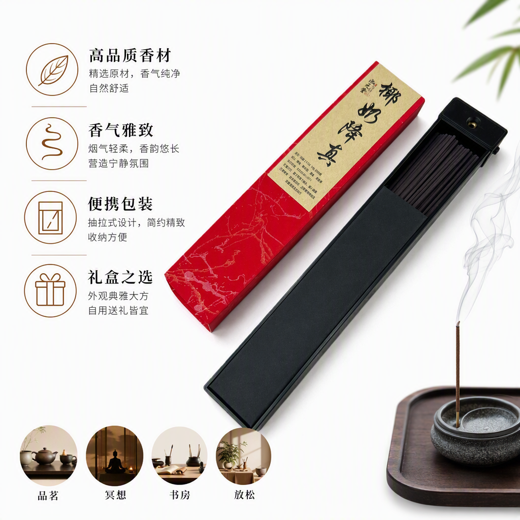 香薰线香红色包装盒香氛熏香室内香薰用品家用香味持久香气浓郁