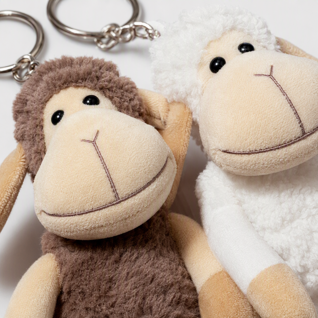 Brown and white Velvet Sheep Mother's Day keychain, faux plush little sheep pendant, cute standing figure, keychain bag, decorative little doll, souvenir, cultural and creative plush keychain, cute key chain accessory, gift and giveaway Item Picture