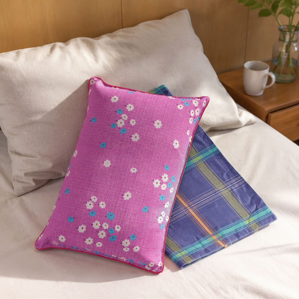 Fashionable floral pillowcase, blue checkered pillowcase set, soft and comfortable home decoration products details Picture