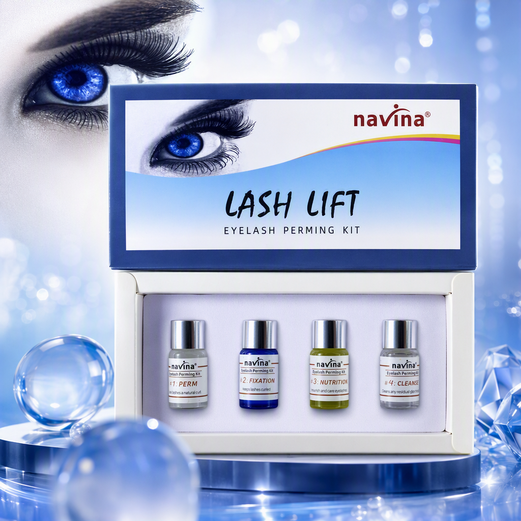 Maquillaje profesional caja de embalaje azul cuatro botellas de pestañas estilizador líquido de larga duración estilizador natural curl arriba herramientas de belleza Specification image