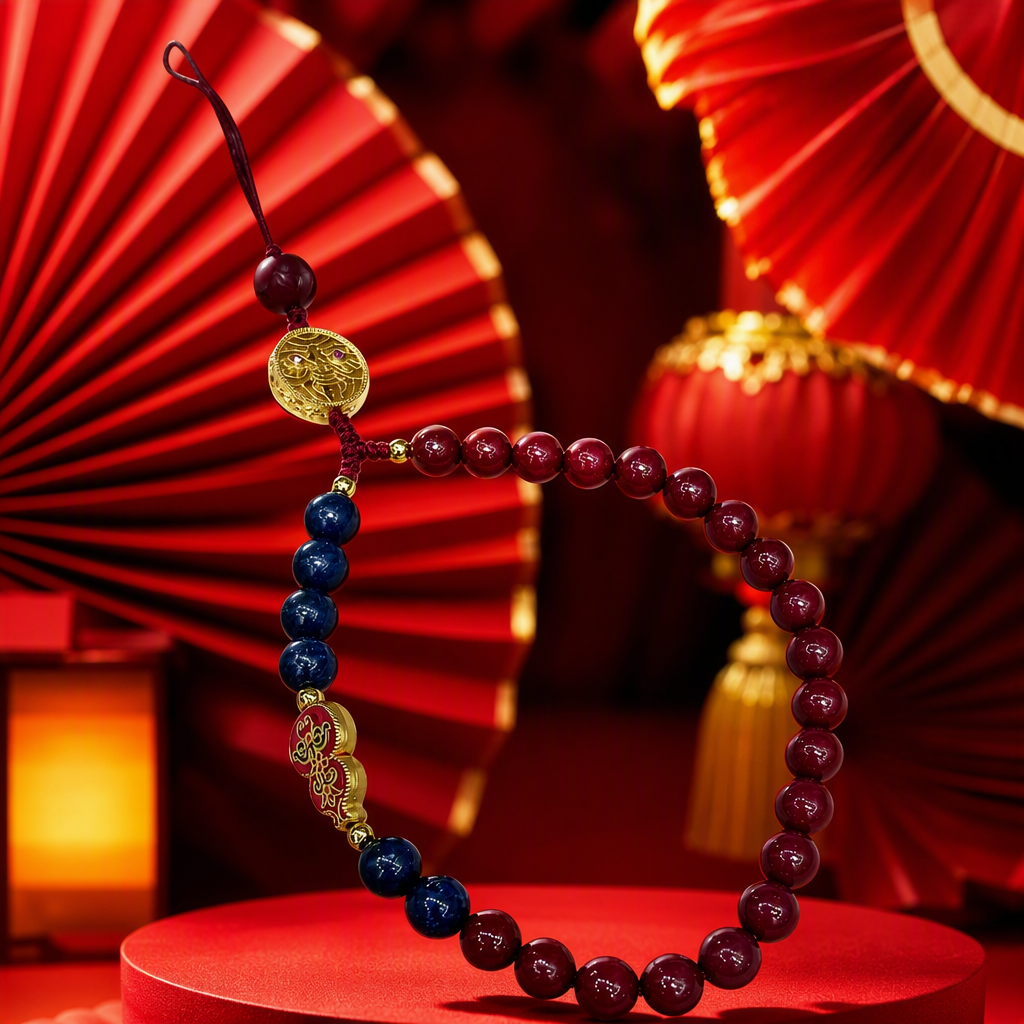 Pulsera de cadena de cuentas rojas de moda adornado con cuentas azules adornado con oro simple 100 accesorios para chicas Specification image