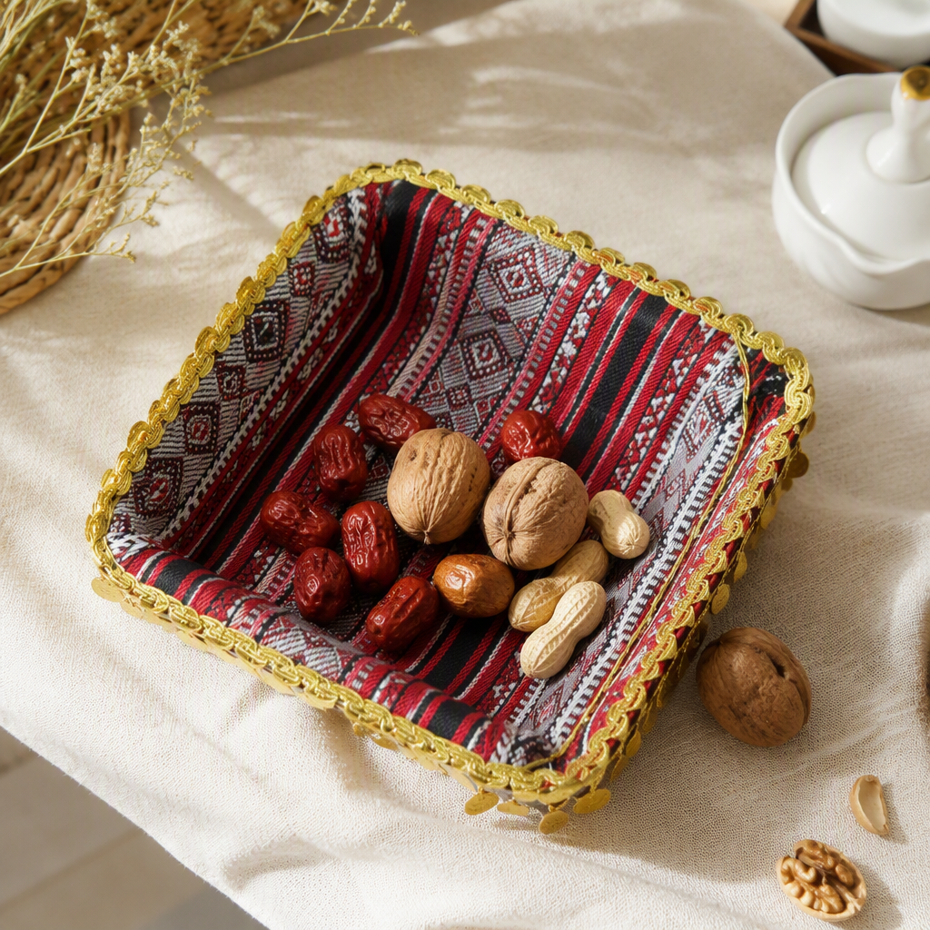 Fashionable striped brocade tray, multi-purpose home decoration tableware storage plate, simple and modern style details Picture