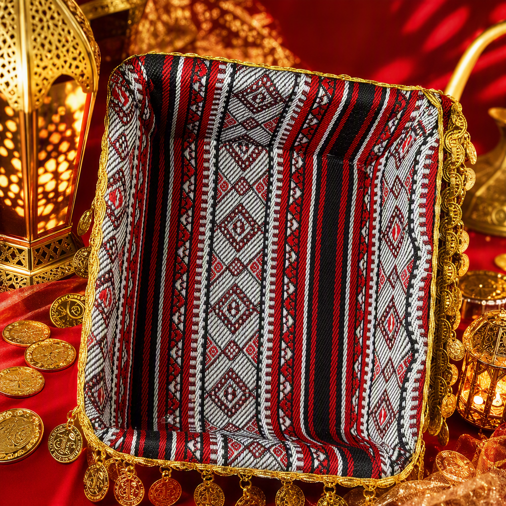 Fashionable striped brocade tray, multi-purpose home decoration tableware storage plate, simple and modern style Specification image