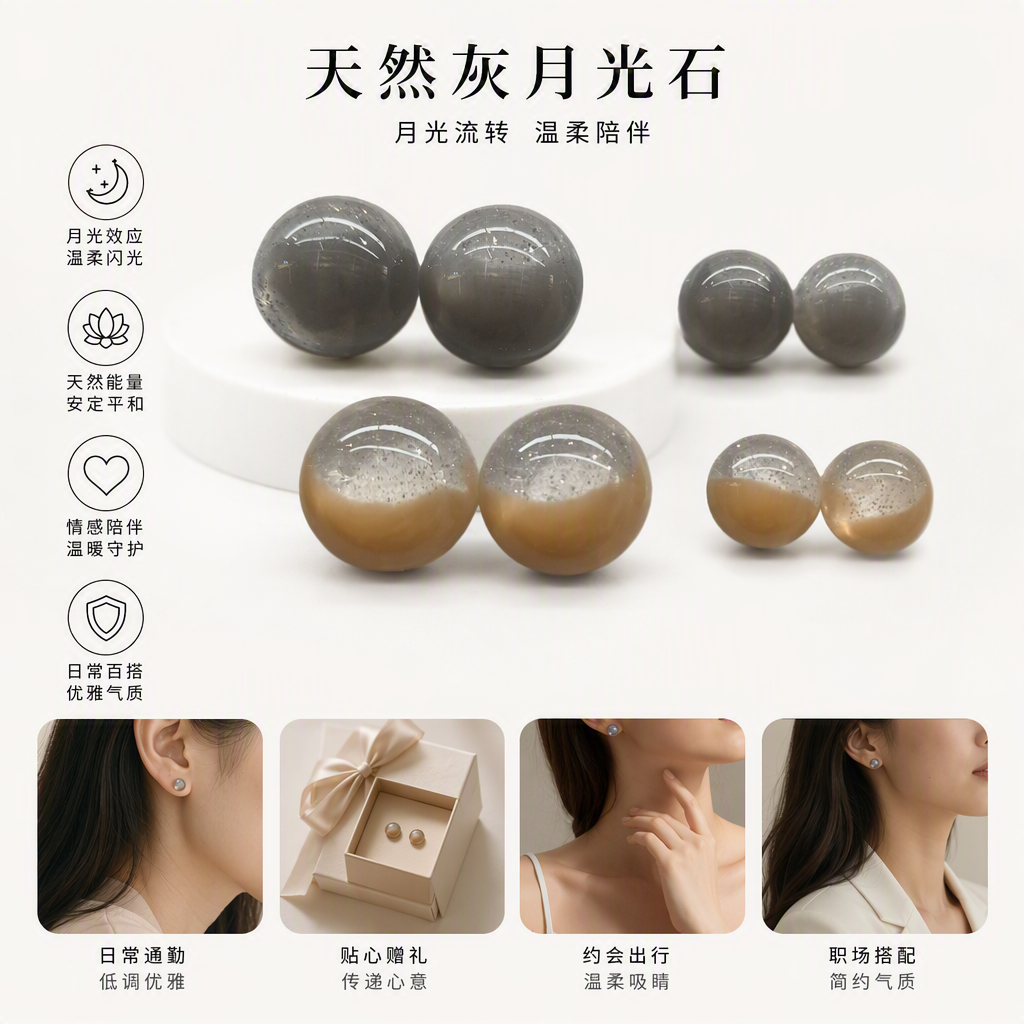 Fashionable and simple grey semi-transparent round bead jewelry accessories, handcrafted DIY material packaging jewelry accessories