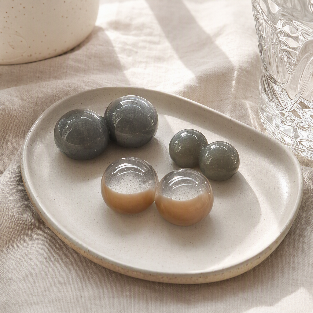 Fashionable and simple grey semi-transparent round bead jewelry accessories, handcrafted DIY material packaging jewelry accessories details Picture
