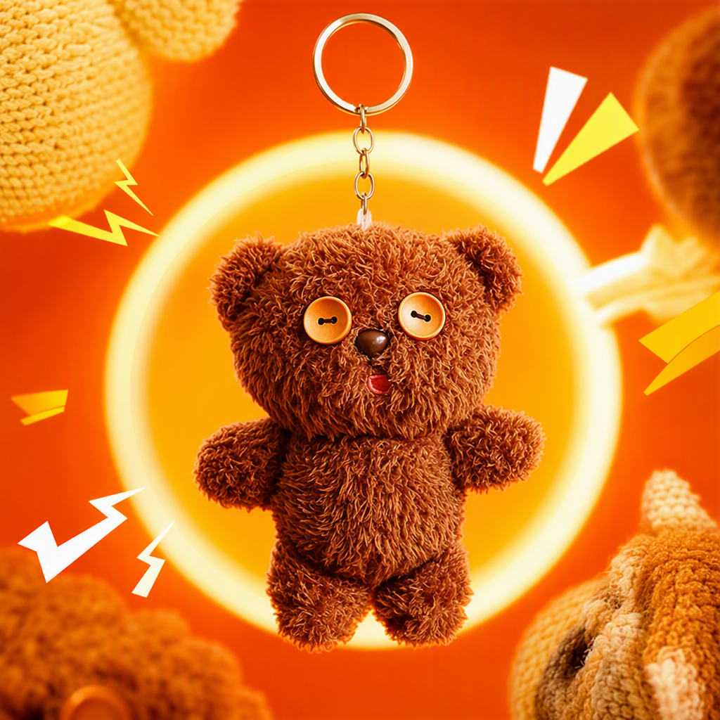 Coffee bear plush pendant, cute cartoon keychain, hanging accessory, doll doll, available for export, creative animation, brown plush bear keychain, Mother's Day gift, keychain accessory, cute key chain jewelry for your girlfriend Application Scenario