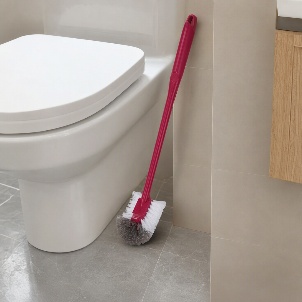 Multi-functional long-handled brush, red handle cleaning brush, kitchen car wash brush, household cleaning tool details Picture