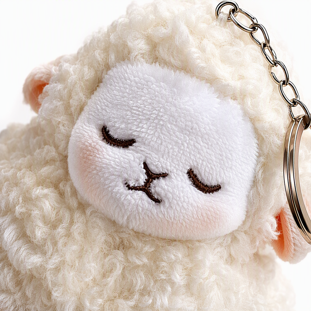 Super cute and realistic little sheep pendant bags, keychains, small dolls, adorable figurines, crying and laughing sheep, foreign trade wholesale, white plush sheep, Mother's Day custom acrylic key chains, personalized and creative accessories, gifts and giveaways Item Picture