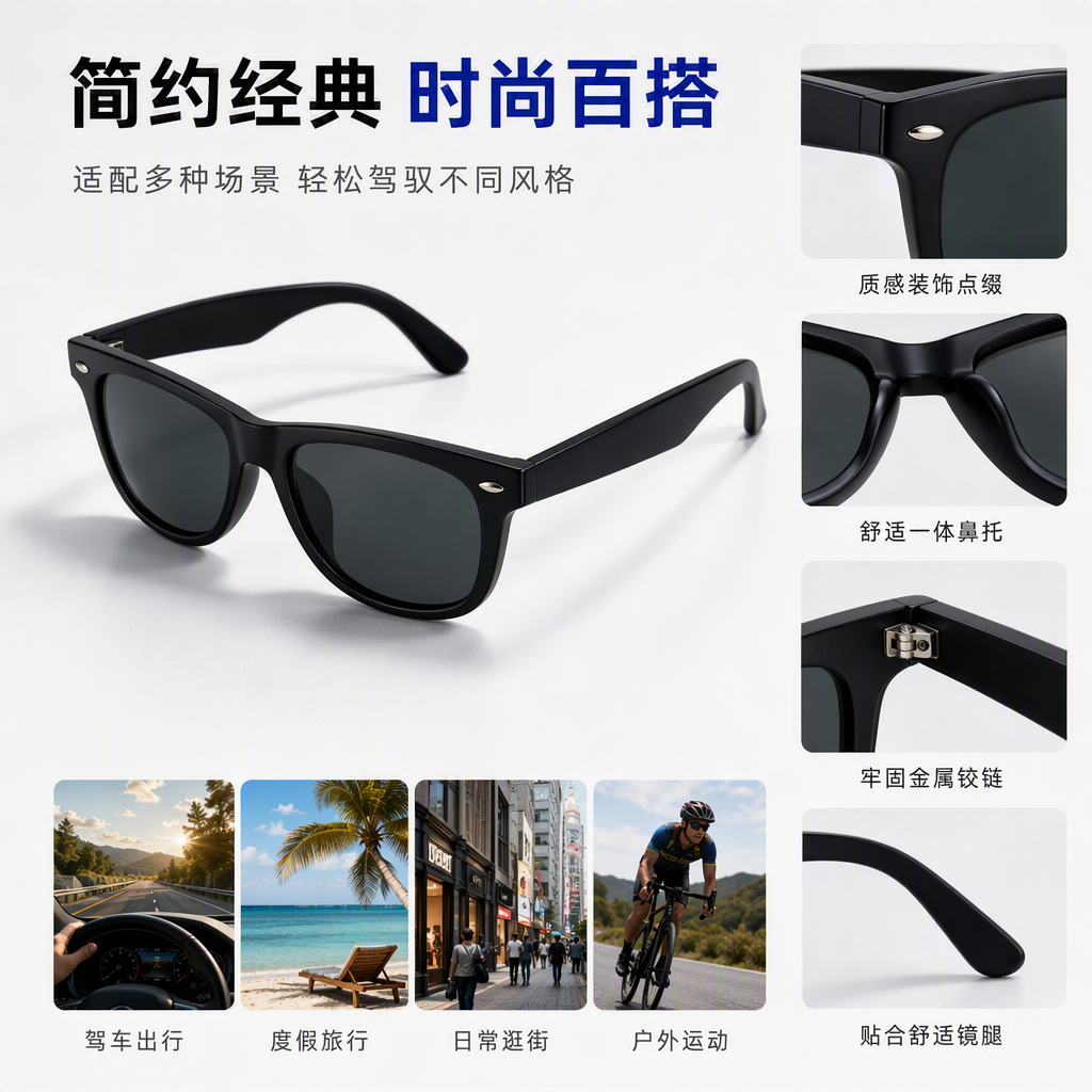 Lightweight polarized lenses, casual outdoor driving UV protection sunglasses for men and women, trendy accessories Specification image