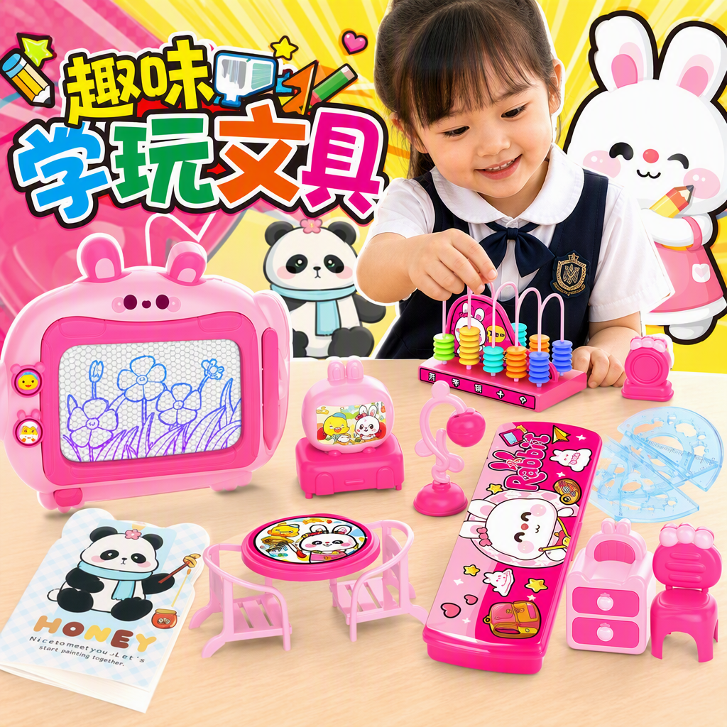 Pink sliding eraser drawing board, children's drawing and writing board, portable educational toy and learning tool for young children Specification image