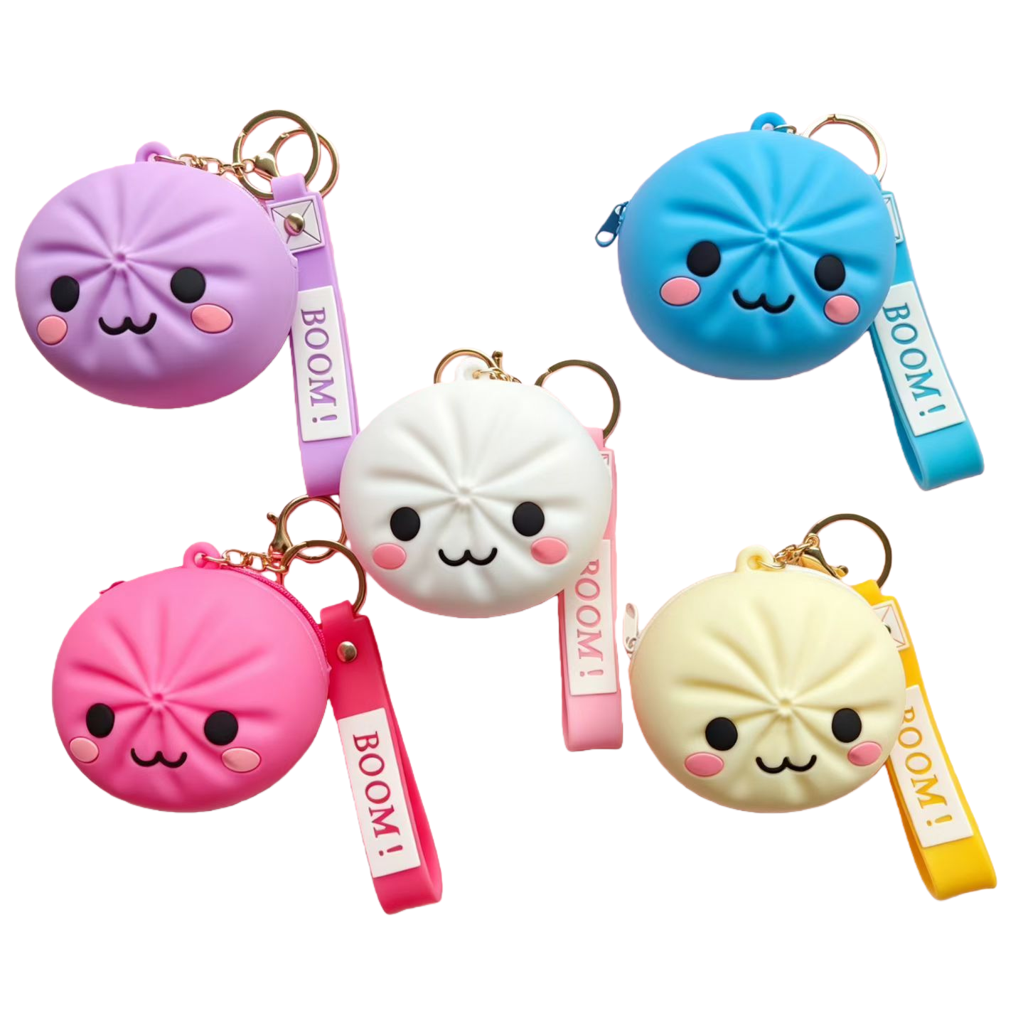 Colorful cartoon steamed bun-shaped key chain, creative and cute keychain pendant, gift and accessory, trendy and versatile Item Picture