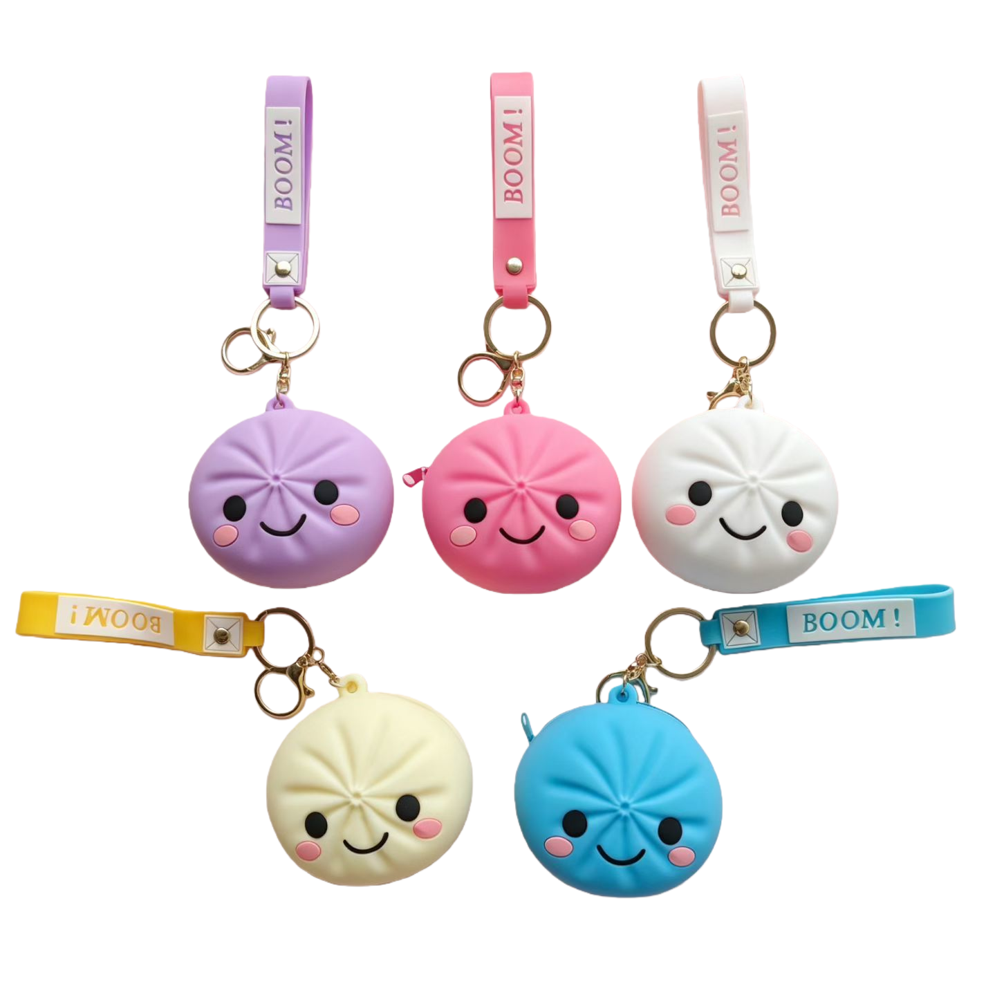 Creative colorful steamed bun-shaped keychains, cute cartoon pendants, fashionable and trendy gift accessories Item Picture