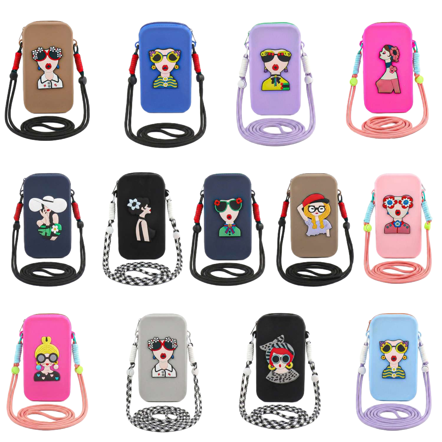Colorful cartoon character mobile phone case, portable and shockproof creative cartoon mobile phone case clutch, trendy style Item Picture