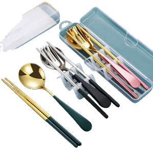 Multi-functional stainless steel tableware set, knife, fork and spoon combination, portable family tableware, essential for dining in restaurants