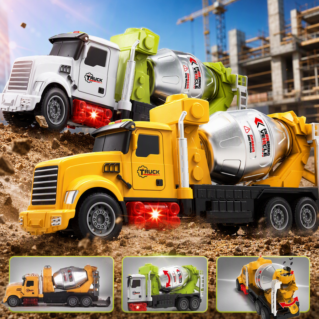 Colorful sound and light engineering vehicle, children's toy electric model, green and yellow light and sound effects adjustable, children's educational toy Specification image