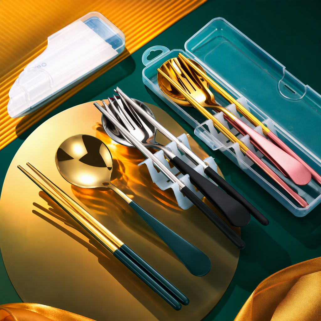 Multi-functional stainless steel tableware set, knife, fork and spoon combination, portable family tableware, essential for dining in restaurants Application Scenario