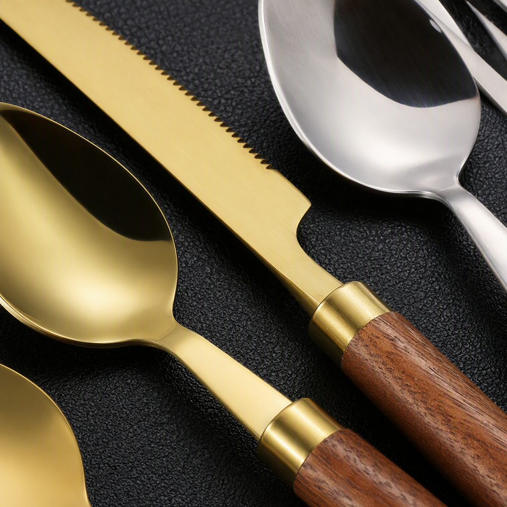 Stainless steel tableware set, household tableware knife, fork and spoon combination, restaurant table supplies, simple and durable tableware set Specification image