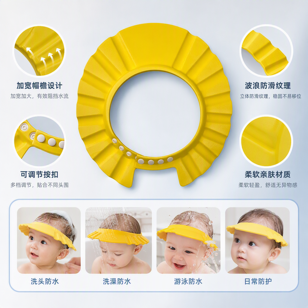 Multi-functional waterproof bath cap for adults and children, hair covering, anti-slip and waterproof bath cap, bathroom products details Picture