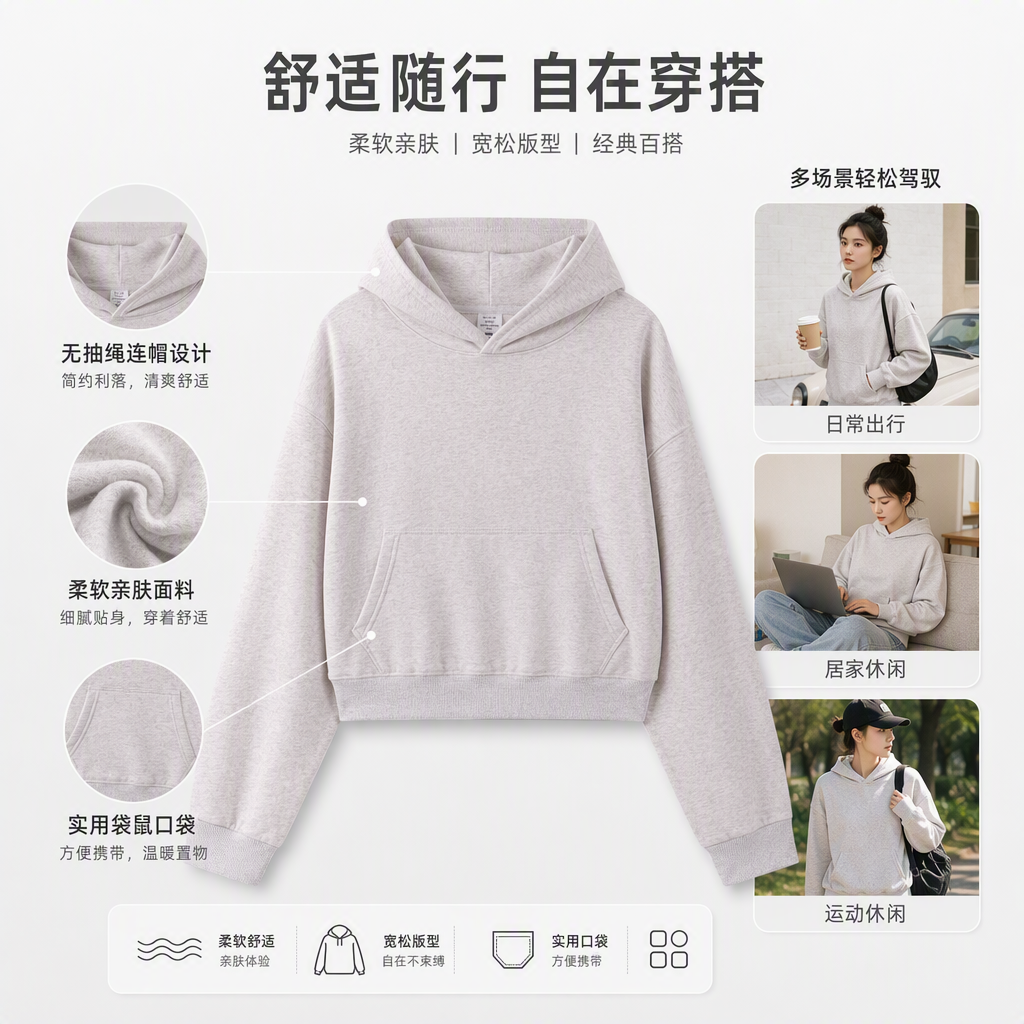 Comfortable casual sportswear for men and women, loose pullover sportswear for spring and autumn, outdoor running casual sportswear Application Scenario