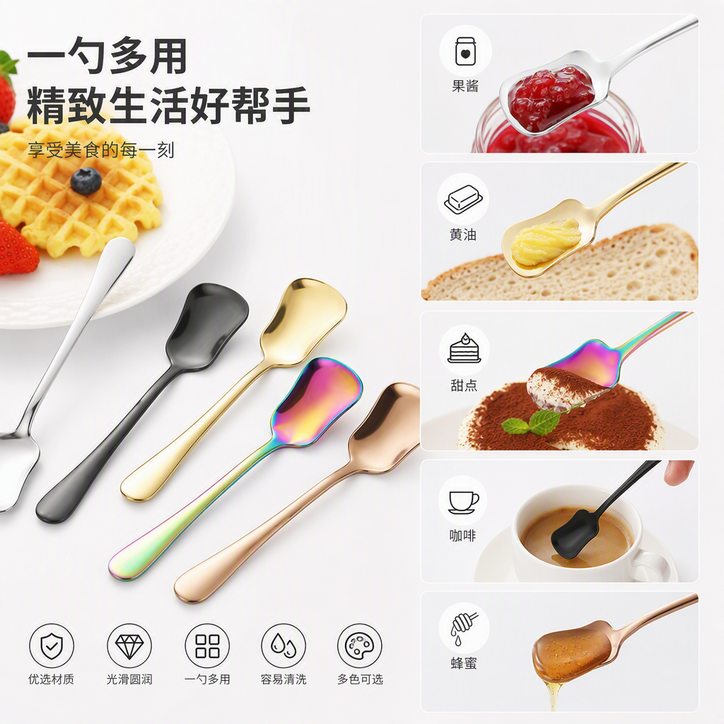 Multi-functional stainless steel spoons and spoons, household tableware, kitchen seasoning spoons, tableware Specification image