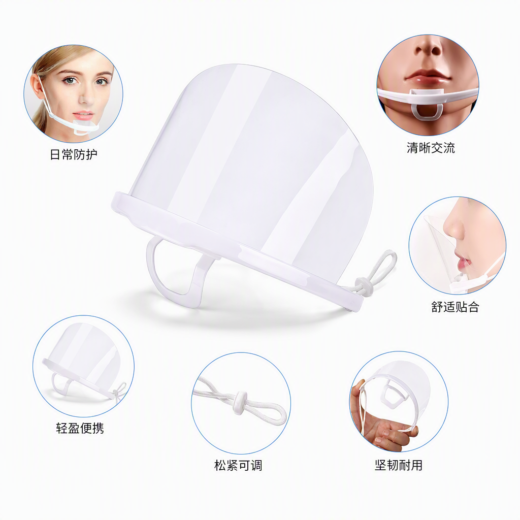 多功能面部防护面罩防尘防飞溅防病毒防护用品透气轻便防护装备