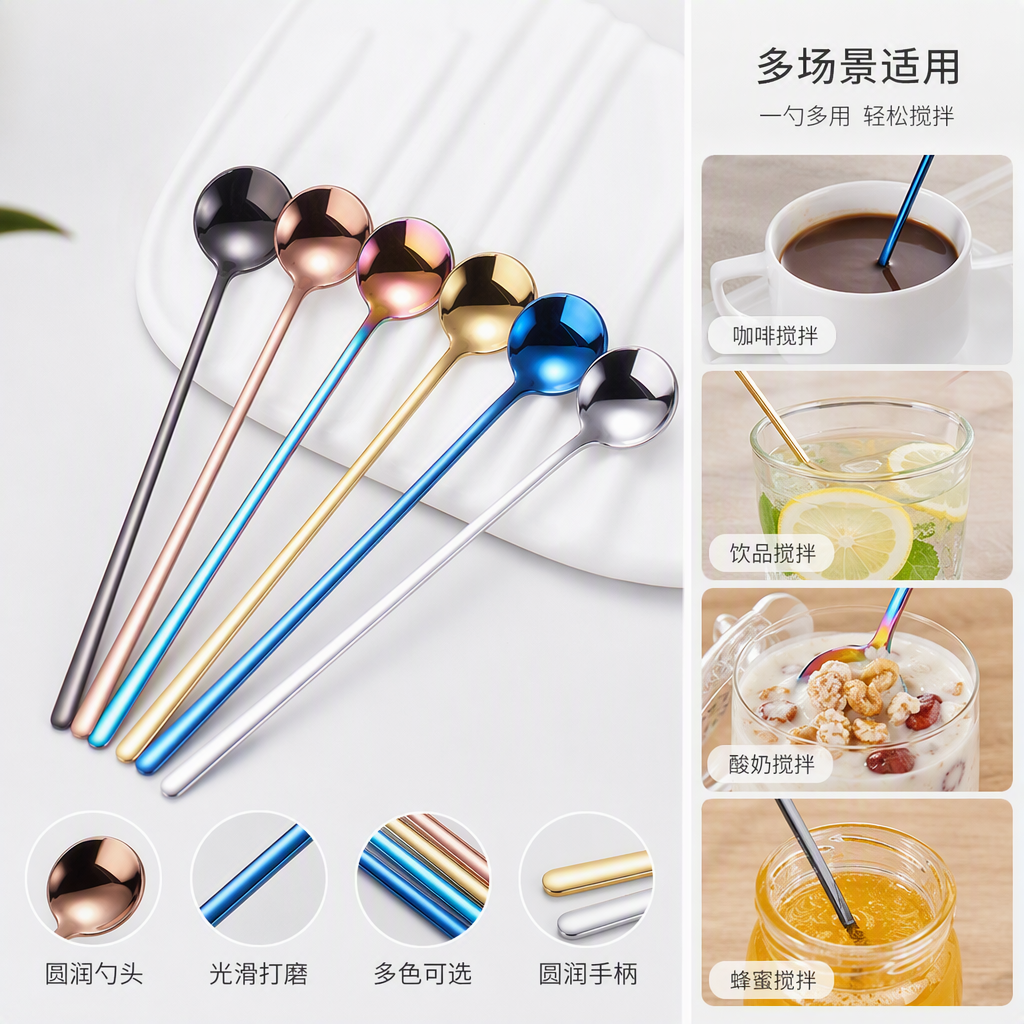Multi-functional stainless steel spoons, cutlery, kitchenware and simple household tableware set details Picture