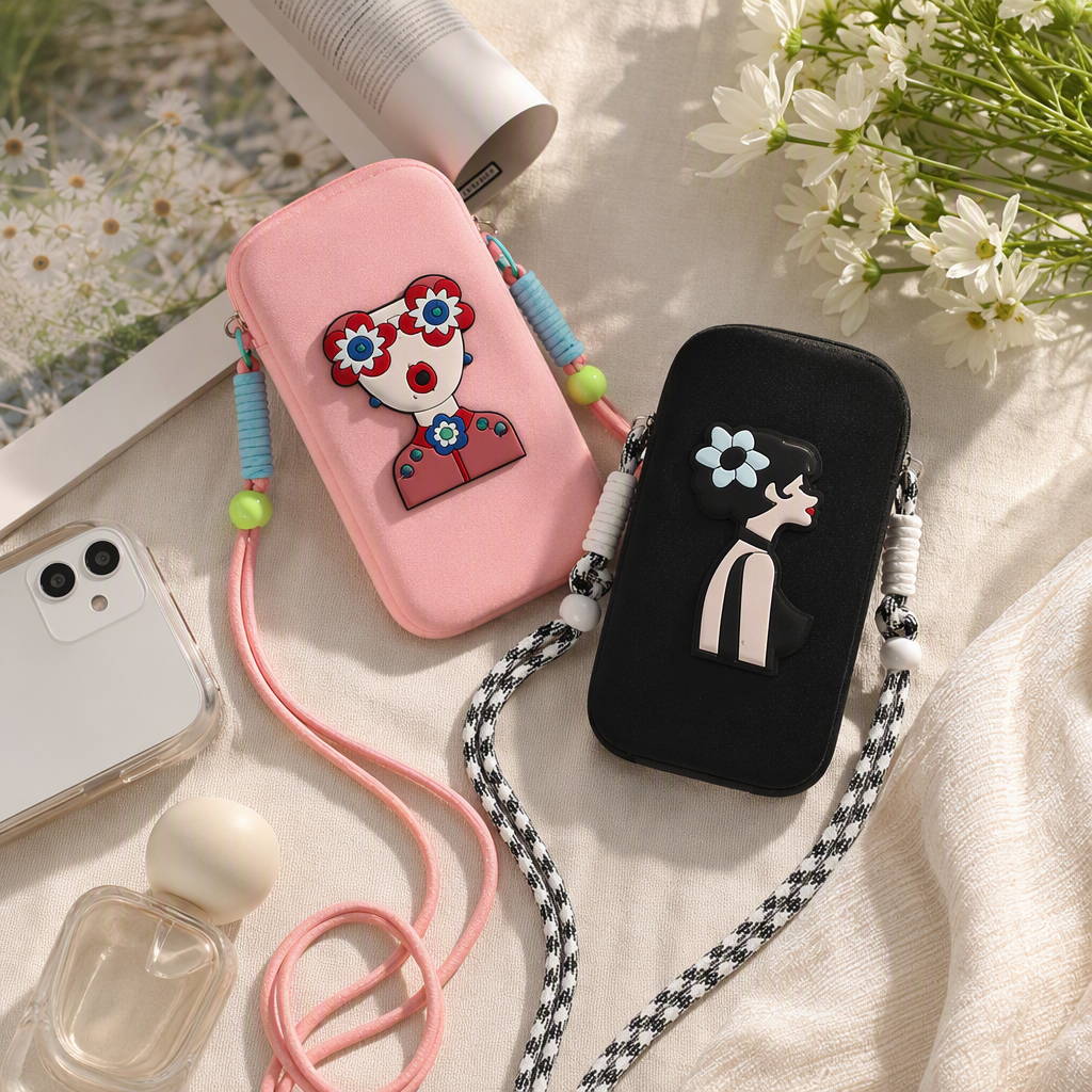 Colorful cartoon character mobile phone case, portable and shockproof creative cartoon mobile phone case clutch, trendy style details Picture