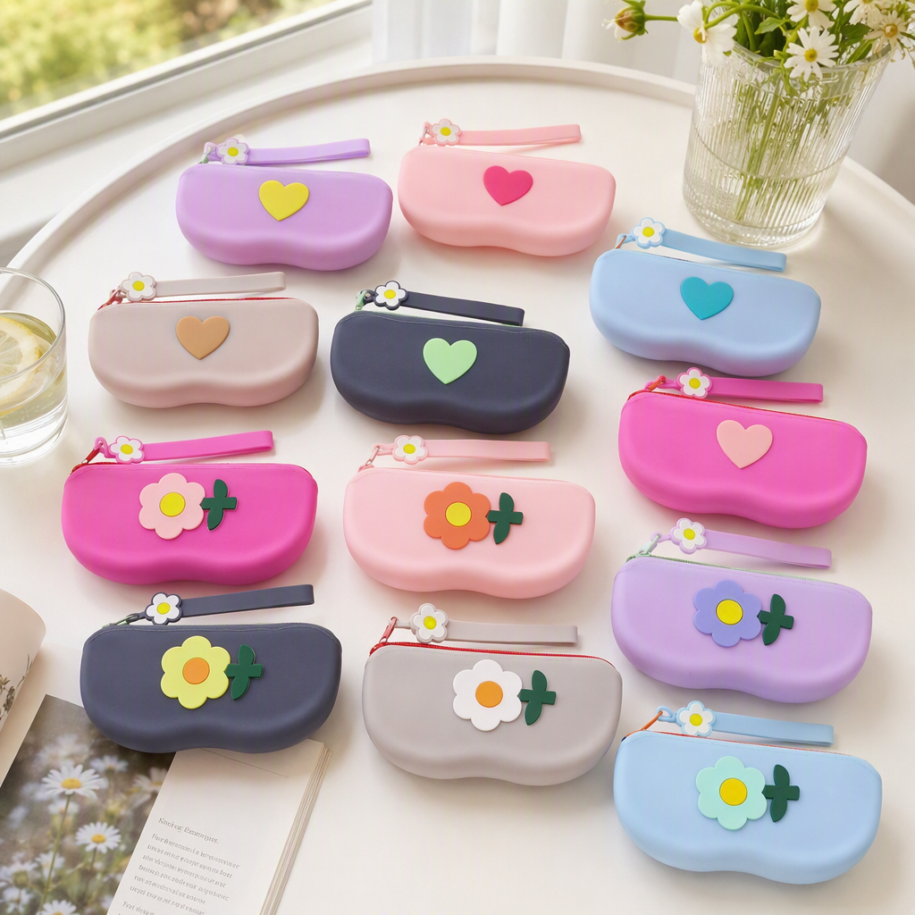 Multi-color silicone glasses storage box, shockproof, portable, fashionable and trendy protective case, available in multiple colors details Picture