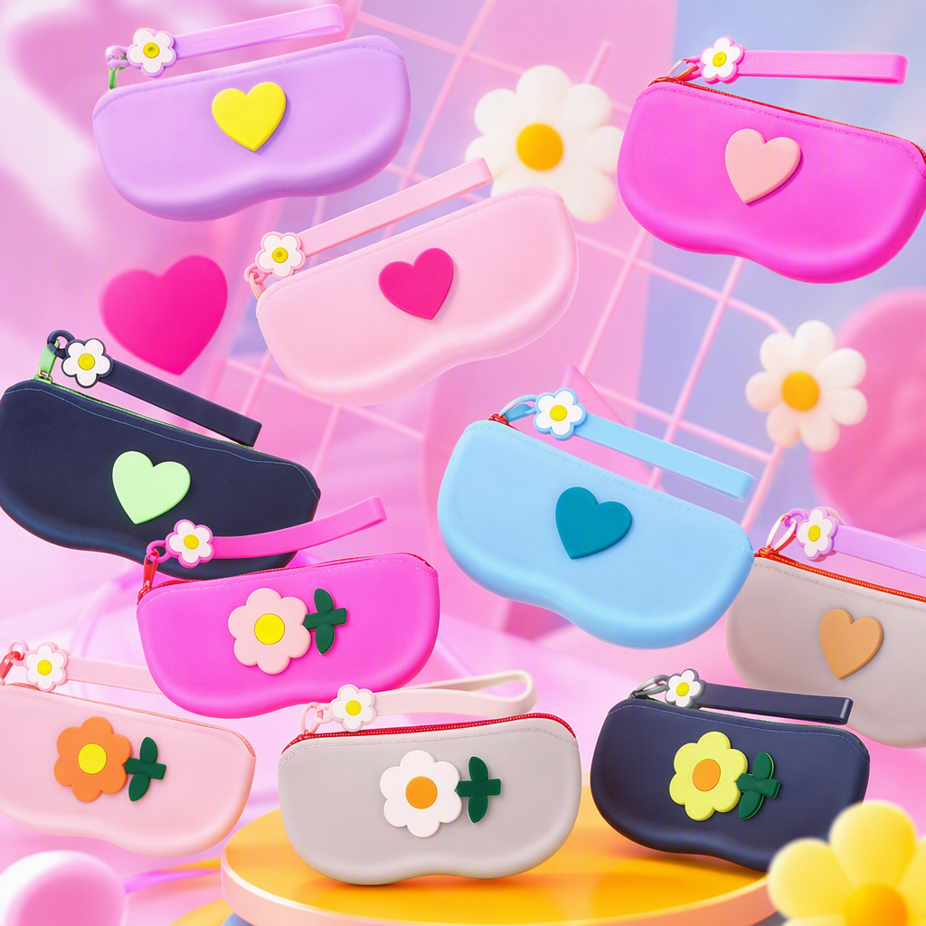 Multi-color silicone glasses storage box, shockproof, portable, fashionable and trendy protective case, available in multiple colors Specification image