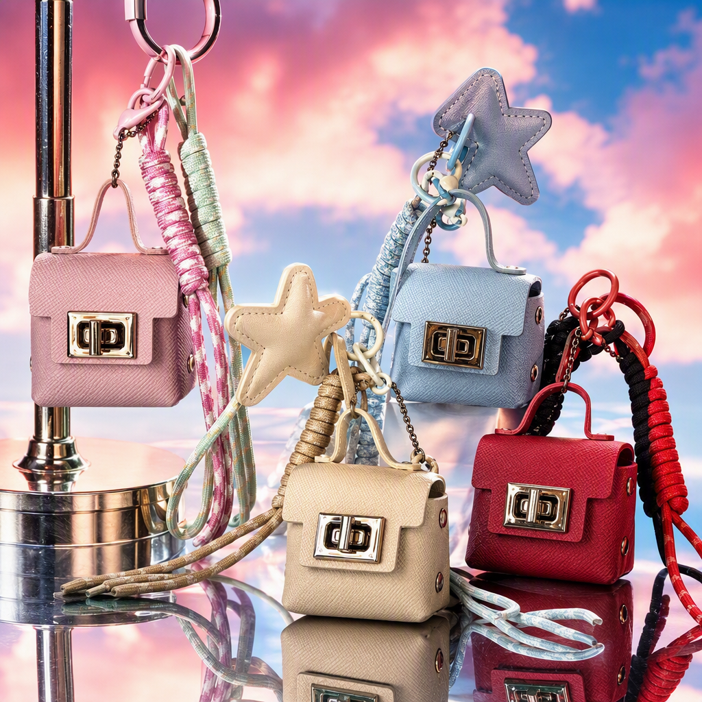 Pink and beige small bags, keychains, star pendants, colorful shoelaces, fashionable, creative and trendy accessories as gifts Specification image