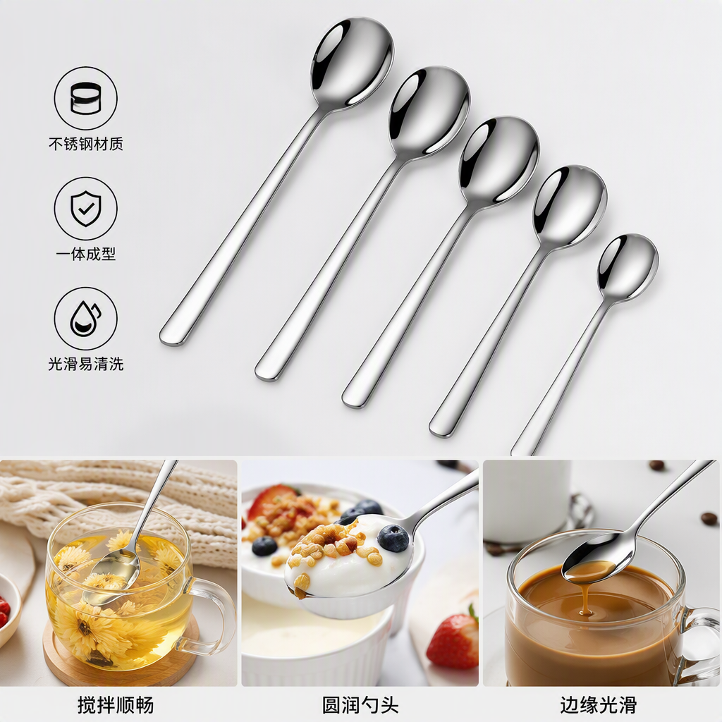 Multi-functional stainless steel spoons and spoons, household tableware, kitchenware, durable and practical restaurant table accessories Item Picture