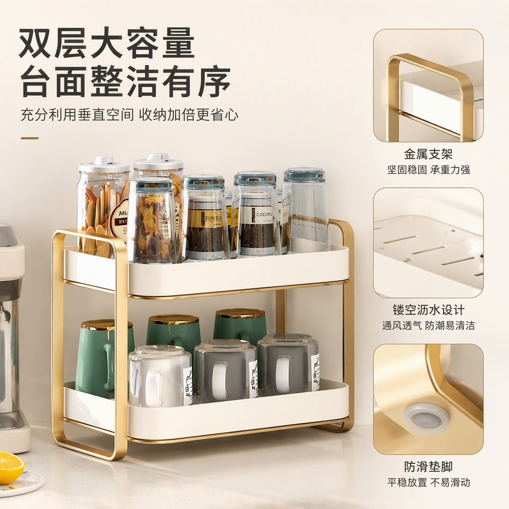 Multi-functional bathroom rack, storage rack, bathroom toiletries hanging rack, waterproof and moisture-proof, simple and practical details Picture