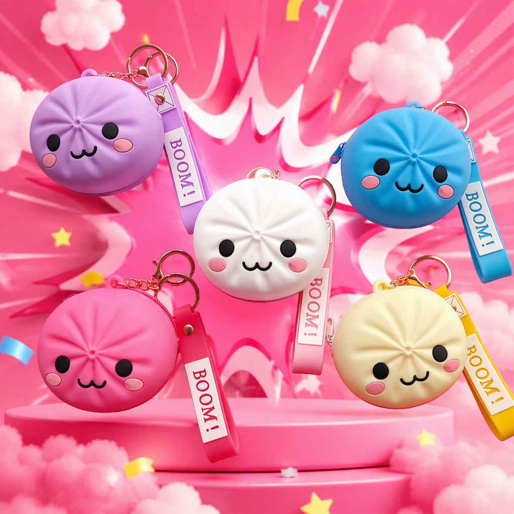Colorful cartoon steamed bun-shaped key chain, creative and cute keychain pendant, gift and accessory, trendy and versatile Specification image