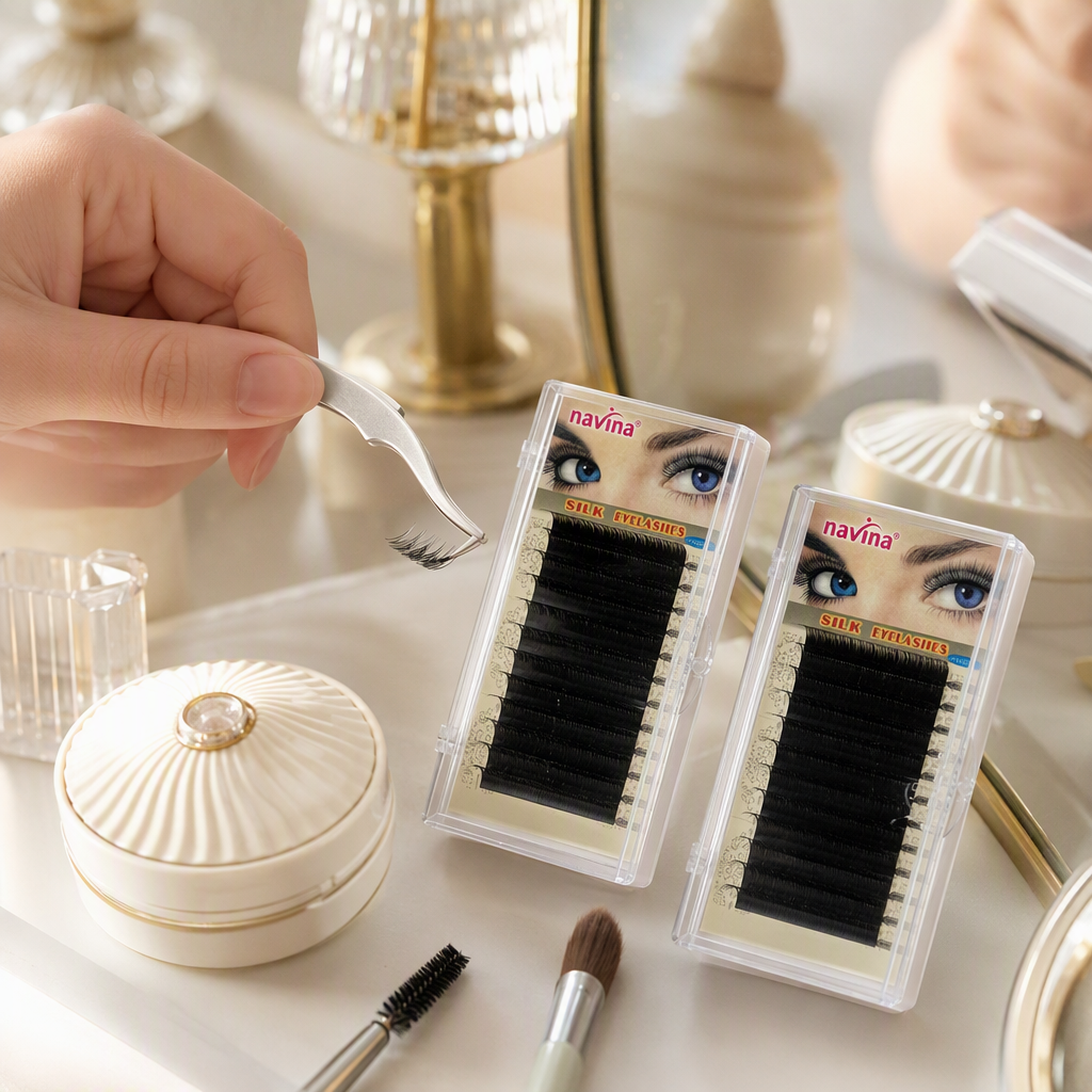 Silk false eyelashes in two boxes, 10mm and 14mm, naturally curled and transparent packaging beauty products details Picture