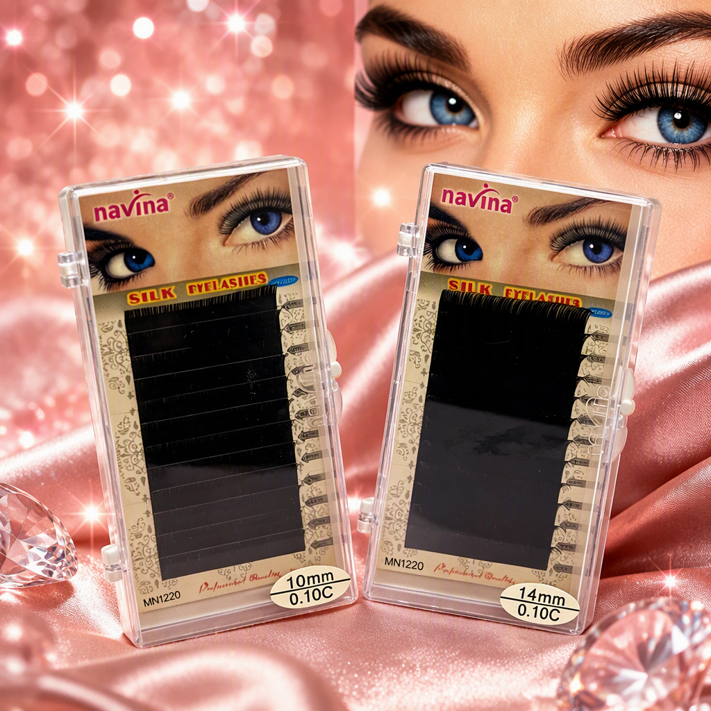 Silk false eyelashes in two boxes, 10mm and 14mm, naturally curled and transparent packaging beauty products Specification image