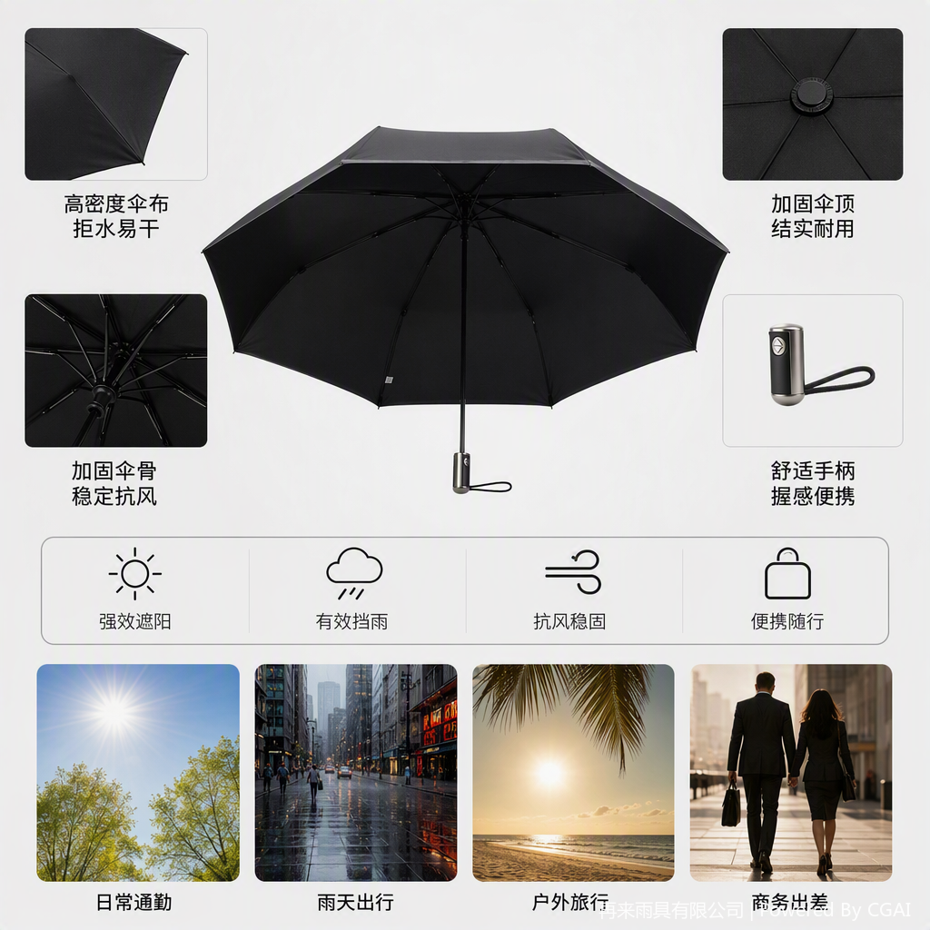 多功能防风遮阳防雨伞轻便耐用晴雨两用时尚折叠伞男女通用