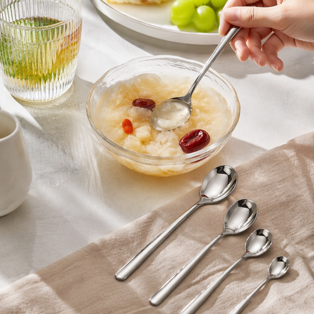 Multi-functional stainless steel soup spoon, spoon and tableware set for kitchenware, portable and practical for home use Item Picture