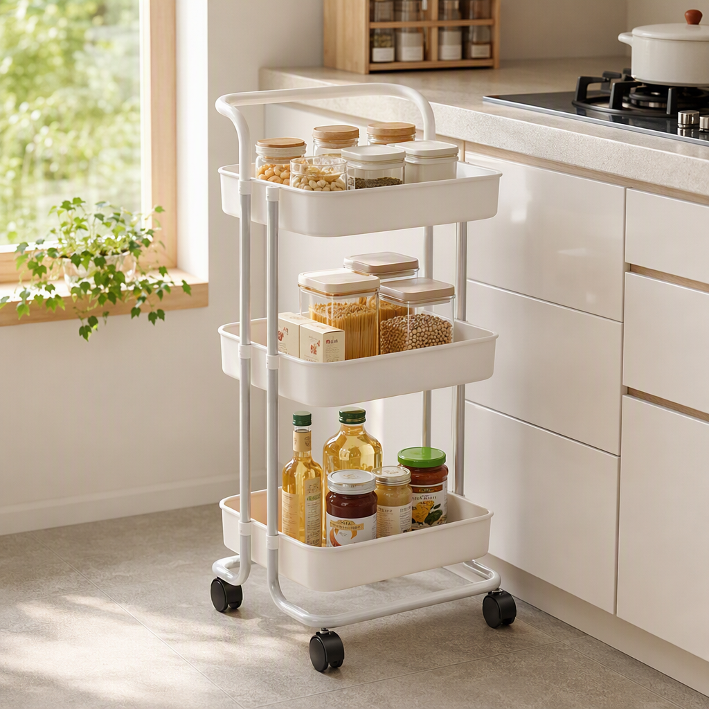 Multi-layer storage racks, simple home decoration furniture storage racks, kitchen and balcony storage racks, multi-functional layer racks, practical and durable Item Picture