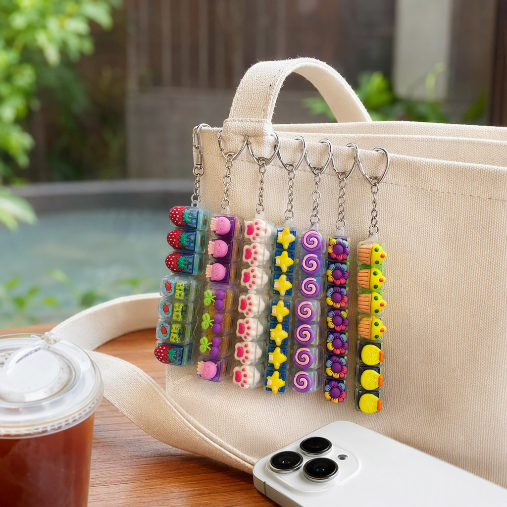 A variety of colorful cartoon-shaped keychains, cute and creative key pendants, cartoon accessories, gifts and decorative items details Picture