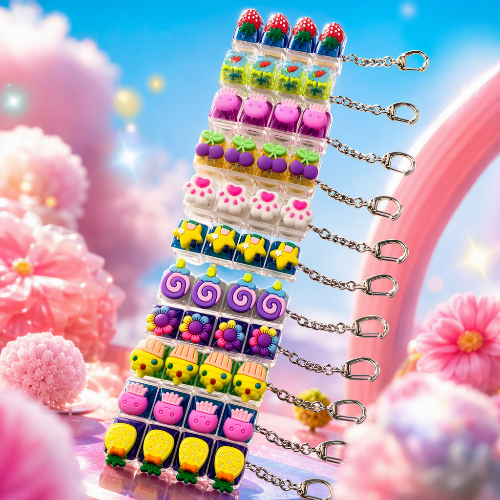 A variety of colorful cartoon-shaped keychains, cute and creative key pendants, cartoon accessories, gifts and decorative items Specification image