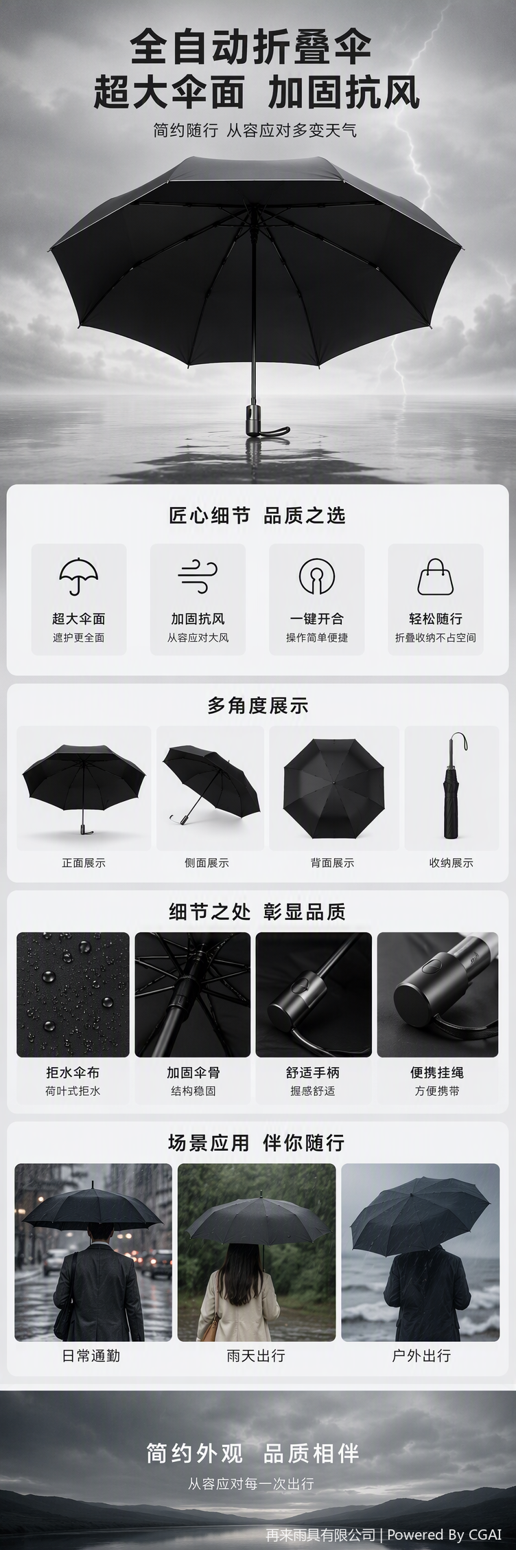 多功能防风遮阳防雨伞轻便耐用晴雨两用时尚折叠伞男女通用详情1