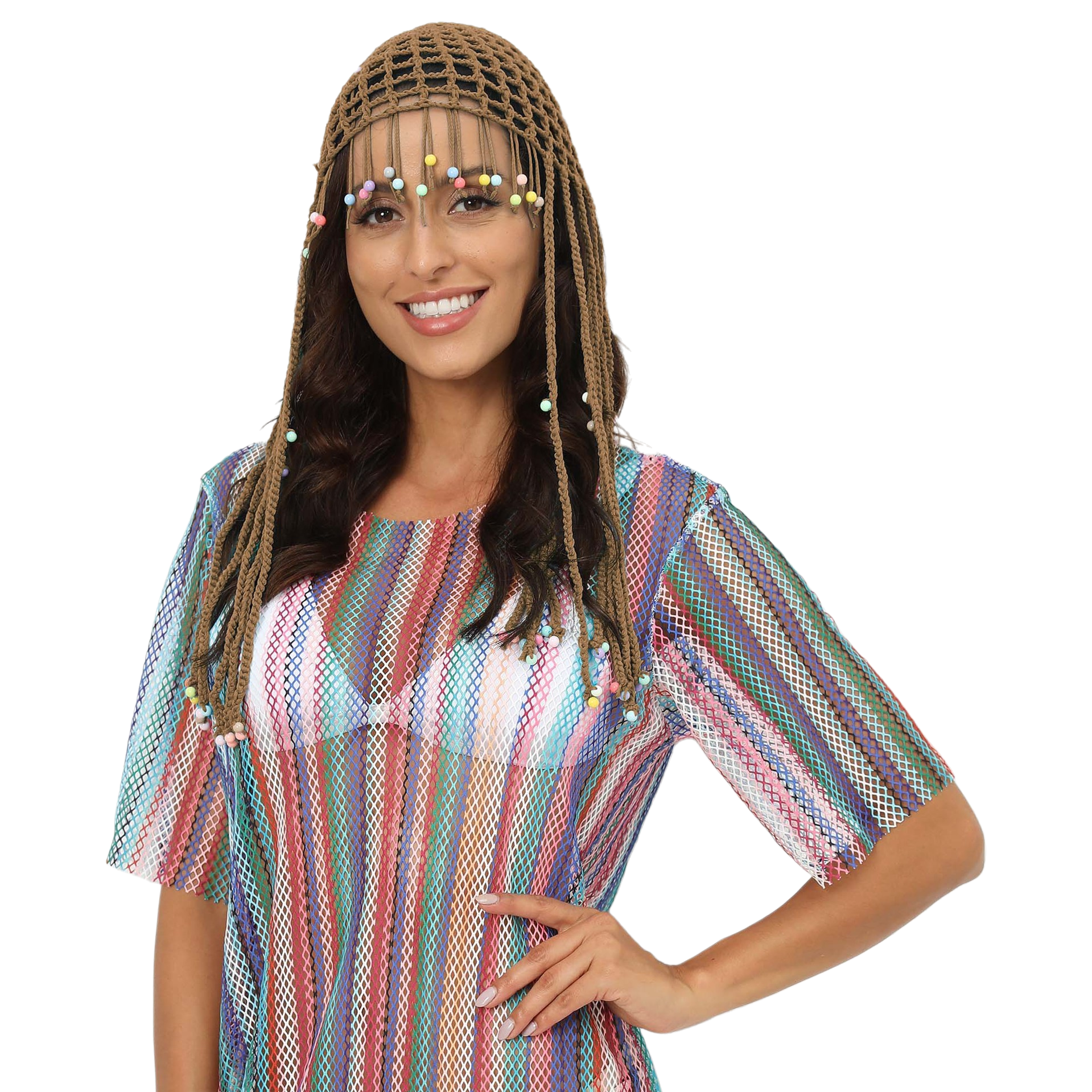 وترتدي السيدة قماش ملونة ملابس أزياء صيفية ترفيهية مثل أزياء الصيف Item Picture