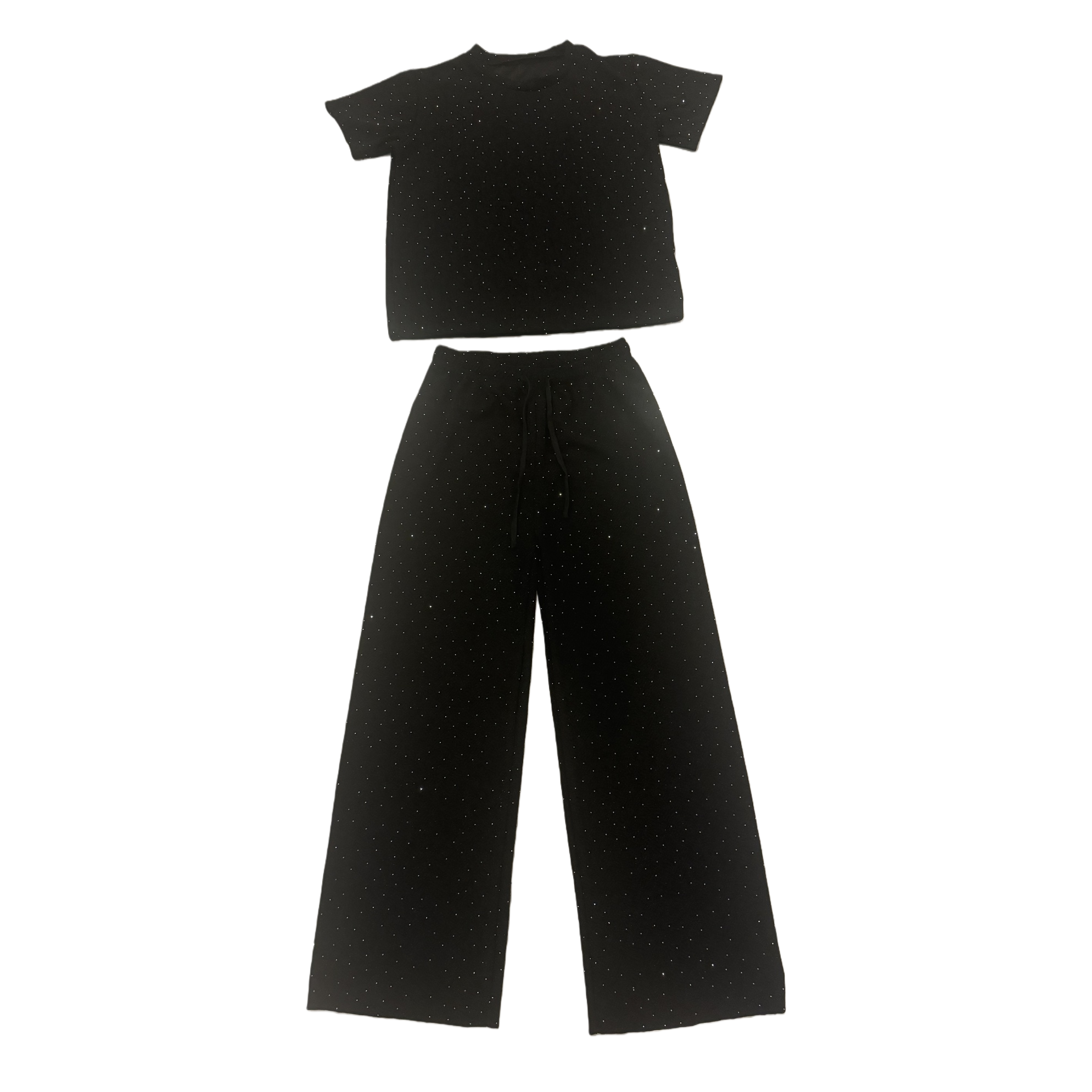 Moda negro wave dot casual traje tops pantalones dos piezas versátil suelto adelgazar tendencia mujer Item Picture