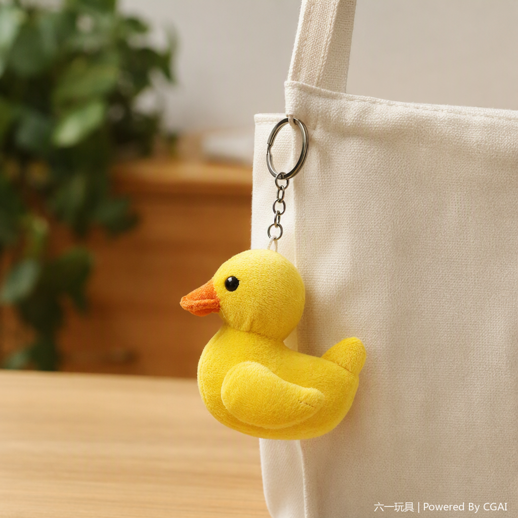 Cute yellow duckling plush pendant, animal keychain accessory, wholesale available for export, animal cultural and creative decoration, cartoon yellow duckling acrylic key chain, Mother's Day gift, creative keychain accessory, Song brocade style handcrafted pendant details Picture