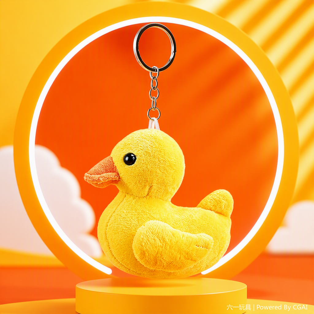 Cute yellow duckling plush pendant, animal keychain accessory, wholesale available for export, animal cultural and creative decoration, cartoon yellow duckling acrylic key chain, Mother's Day gift, creative keychain accessory, Song brocade style handcrafted pendant Application Scenario