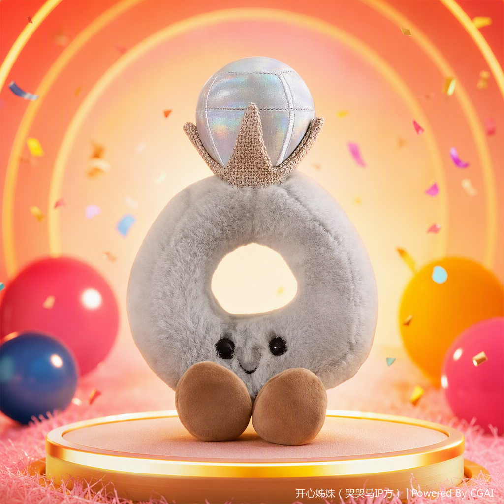 A grey plush ring-shaped doll is a fun toy Specification image