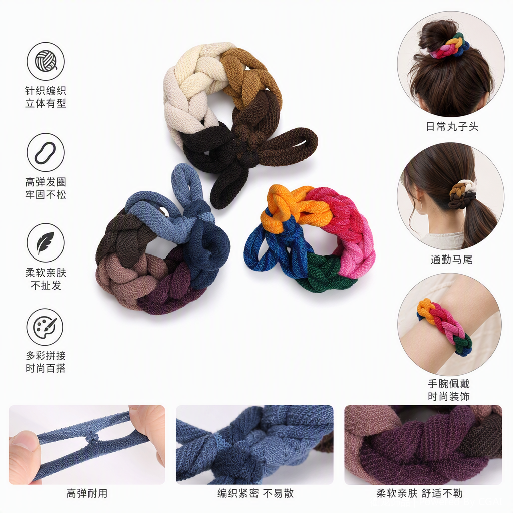 多彩编织绳结玩具儿童手工DIY创意益智趣味手抓抓握训练玩具