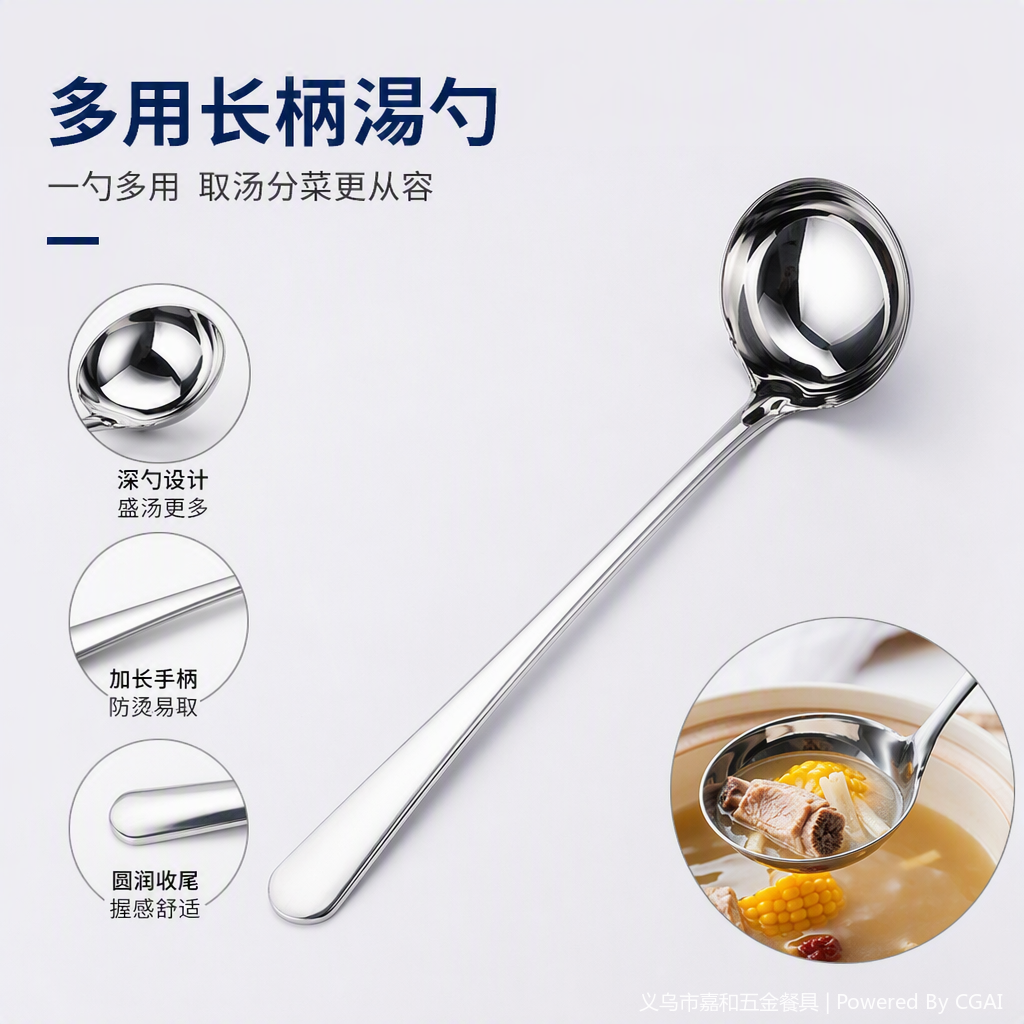 Multi-functional stainless steel spoon and tableware set, soup spoon and soup soup kitchenware, practical and durable for household use details Picture